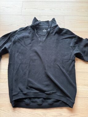 aerie Black Women's Ribbed Half-Zip Pullover